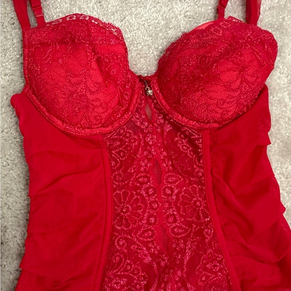 Victoria's Secret Other - Victoria's Secret Red Lace Bustier Bodysuit